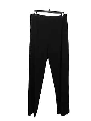 Exclusively Misook Size Large Knit Wide Leg Pant High Rise Pull On Black • $35