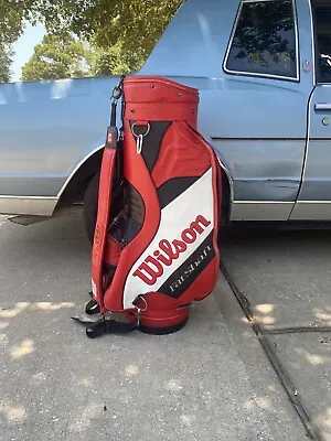 Vintage Wilson Staff Fat Shaft Red Staff Cart Golf Club Bag 6 Way 35  • $70