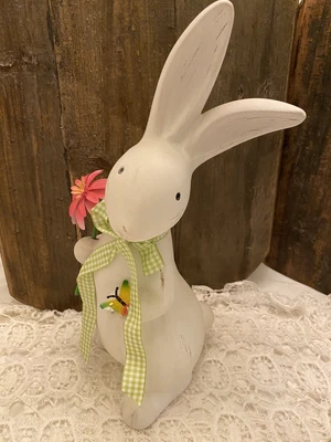 $16 • Buy Easter Bunny Rabbit Decoration Spring Gingham Pier 1 Large 13”