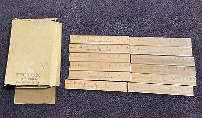 Vintage Westcott 6 Inch  Wood Ruler Lot Of 12 Made In USA • $125