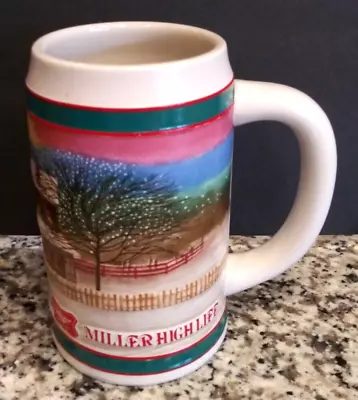 Vintage Miller High Life To The Best Holiday Traditions Stein Beer Mug Ceramic • $3.99