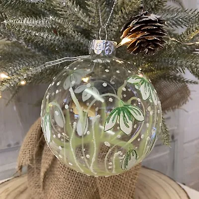 £8.59 • Buy Snowdrop Bauble Glass Christmas Tree Bauble Gisela Graham Decoration Flower Ball