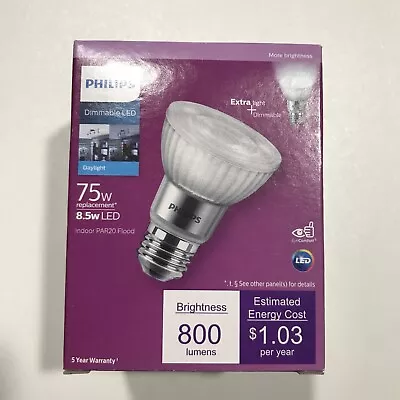 PHILIPS 75-Watt (8.5w) Indoor PAR20 Dimmable Daylight LED Flood Light T20 • $11.99