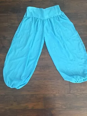 Blue Sheer I Dream Of Jeannie Genie Pants Costume Boho Western Fashion M/L Arab • $29.98