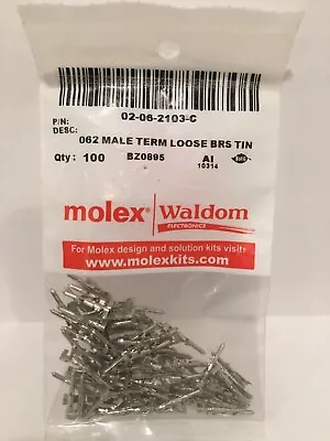 100pcs Lot-molex 02-06-2103-c 0.062 Male Crimp Terminal Brs Tin - Sealed • $4.99