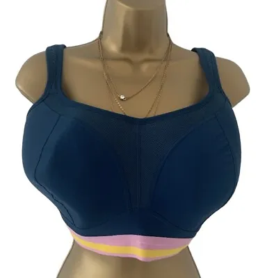 Panache Teal Blue Sports Bra Non Wired Moulded Cups High Impact Size 34J  Use • £36