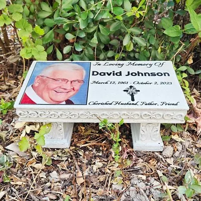 Personalized Human Memorial Stones With Photo Bench Memorial Garden Stone • $66.99