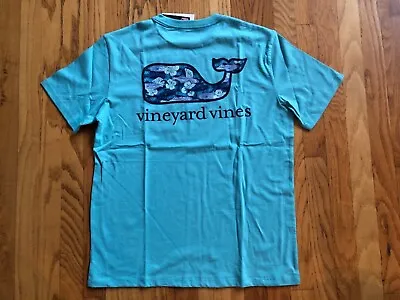 NWT Men's Vineyard Vines Aqua Floral Fish Whale Pocket T-Shirt S M  L XL XXL • $32.49