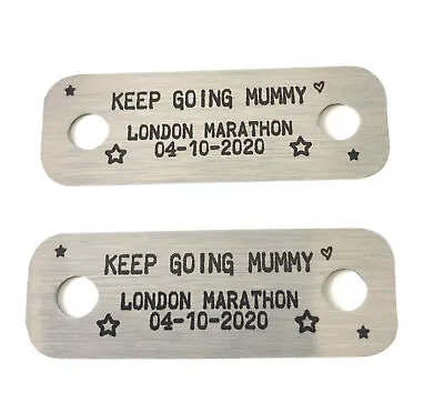 Personalised Name Marathon Race Metal Trainer Lace Tags - Running Gift Christmas • £5.99