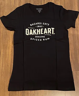 Bacardi Oakheart Spiced Rum Womens Large T Shirt Black Short Sleeve Crew Neck • £7