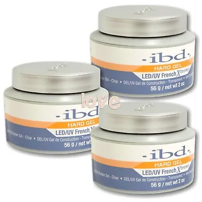 IBD French Xtreme CLEAR LED/UV 56g/2oz Hard Builder GEL Set Of 3 Jars • $56.98