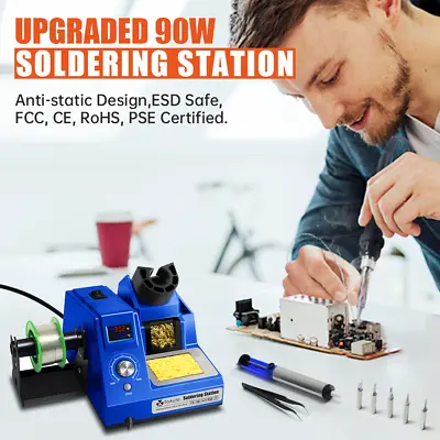 90W SMD Rework Soldering Iron Station Kit Desoldering Repair Stand Variable Temp • $47.71