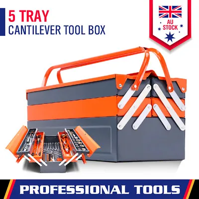 $41.99 • Buy 5 Tray Tool Storage Cantilever Box Metal Toolbox Mechanic Chest Organiser Drawer