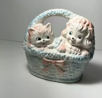 Classic 1960's Vintage Inarco Japan Kitschy Kitten And Puppy In Planter • $25