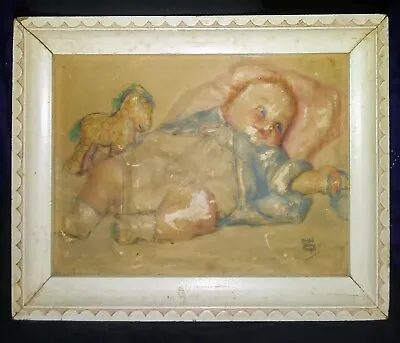 Rare Maud Tousey Fangel Baby Boy With Pony Chalkware Print • $12.95