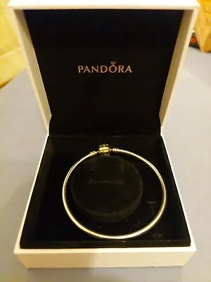 $250 • Buy Genuine PANDORA Bangle Solid 14ct Gold Clasp 925 Sterl Silver Braclet RPP $499