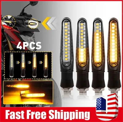 4x Flowing LED Motorcycle Turn Signals Light Blinker Indicator Tail Lights Amber • $5.99