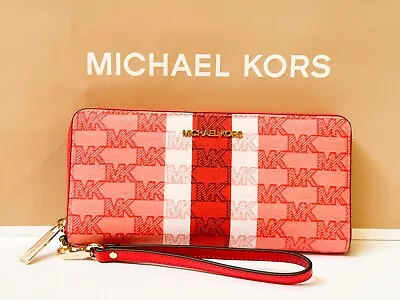 Michael Kors Jet Set Travel Large Continental Wallet MK Dark Sangria Multi • $59.80