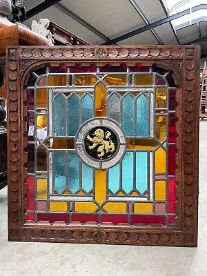 Exceptional Antique Stained Glass Door Panel With Lion (1) • $399