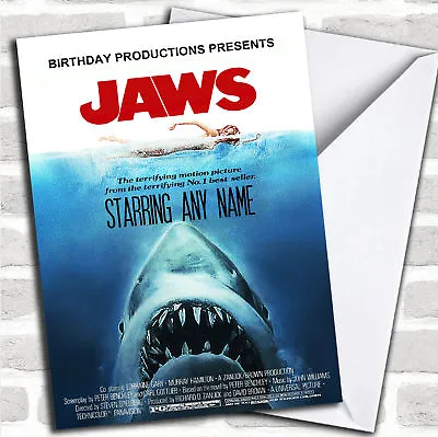 Spoof Jaws Shark Movie Poster Funny Birthday Customised Card • £3.99