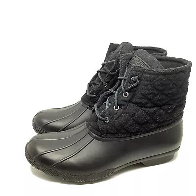 Sperry Boots Womens 9.5 M Top Sider Saltwater Winter Snow Boot Quilted Black • $28.50