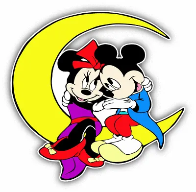 Mickey Mouse Moon Love Cartoon Car Bumper Sticker Decal 5'' X 5'' • $4.25