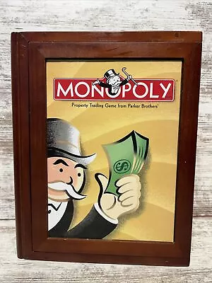 Monopoly Vintage Game Collection Wooden Library Book Shelf Wood Box 2005 Edition • $32