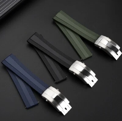 Hoosouk Per Breitling Navitimer Avenger Cinturino In Silicone Con Fibbia Ad Ardiglione 22mm 24mm Cinturino Blu Scuro Nero(Black No Buckle,22mm