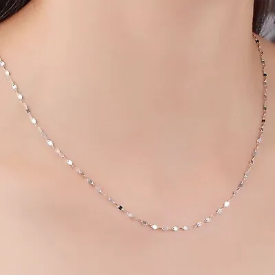 $6.99 • Buy Stainless Steel Glitter Chain Flat Link Chain Necklace Non-tarnish Chain