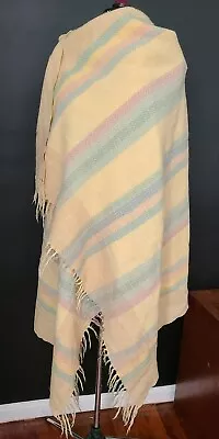 Prayer Shawl  Meditation Blanket Wool Shawl Wrap Oversize Scarf VTG Fringed  • $32