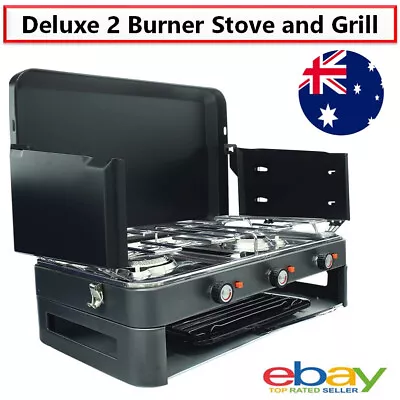 Deluxe 2 Burner Grill Stove Camping Cooking Kitchen Portable Outdoor Stove • $239