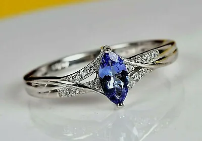 AAA Tanzanite Marquise 8x4 Mm Cocktail Gypsy Ring  Size 9. • $79.49