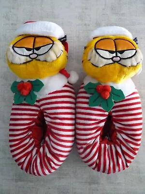 Vintage 1981 Garfield Santa Plush House Slippers Women Size M 7-8 Christmas RARE • $39.99