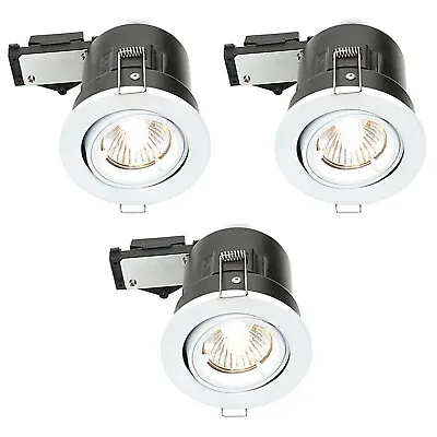 LED Ceiling Light Warm White Tilt Recessed Downlight Fire Rated Pack Of 3 • £17.99