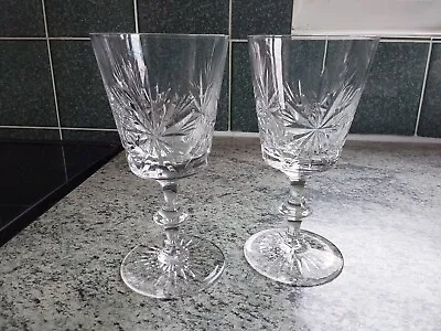 Edinburgh Crystal Star Of Edinburgh Set Of 2 Wine Glasses/goblets 6.5 Inch • £34.99
