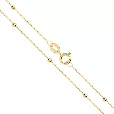£104.22 • Buy 9ct Gold Flat Trace And Bead Ball Chain Necklace