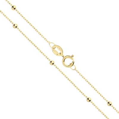 £104.22 • Buy 9ct Gold Flat Trace And Bead Ball Chain Necklace