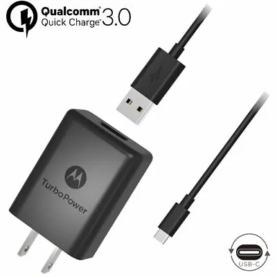 OEM Moto TurboPower 15 Plus - QC 3.0 Wall Charger With USB-C/Type C Cable Black • $10.97