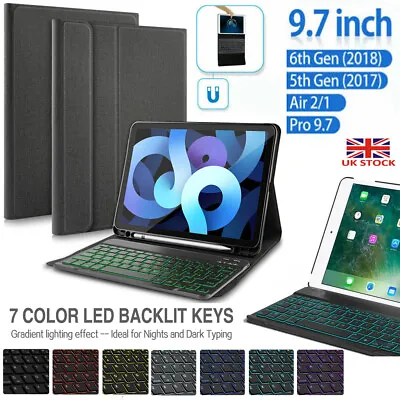 £17.90 • Buy UK Backlit Keyboard With Smart Case For IPad 5th 6th Generation 2018 9.7 Air 1 2