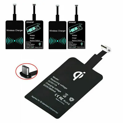 Qi Wireless Charger Receiver Charging Adapter For Micro Usb Type C Android A+++ • £5.63