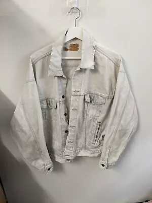 Levis Jacket Mens Large Grey Light Wash Trucker Western Denim Adults Vintage 90s • $90