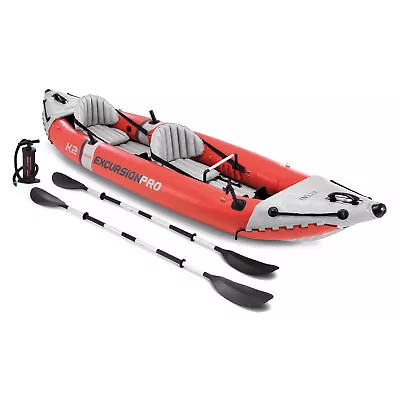 Intex Excursion Pro Inflatable 2 Person Vinyl Kayak With 2 Oars And Pump Red • $266.89