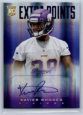 2013 Panini Prestige Extra Points Blue Signatures Xavier Rhodes Rookie Auto RC • $14.99