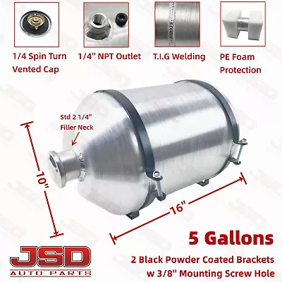 Universal Vertical Fuel Tank 5 Gallon 10x16 Aluminum Spun 1/4 NPT Gas Tank -Boat • $115.44