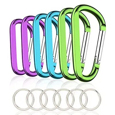 6 PCS Carabiner Caribeaner Clip 3  Large Aluminum D Ring Shape Carabeaner • £4.79