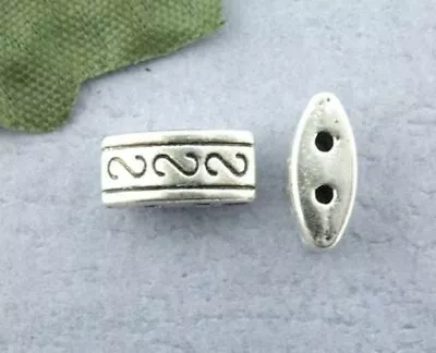 50 Pcs. Antique Silver Two Hole 2 Holes Filigree Spacer Beads – 10mm X 5mm X 4mm • $6.88