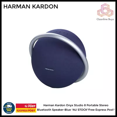 Harman Kardon Onyx Studio 8 Portable Stereo Bluetooth Speaker-Blue *AU STOCK* • $335