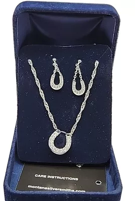 Montana Silversmith Jewelry Horseshoe Necklace And Earrings Set Cowgirl Bling   • $39.94