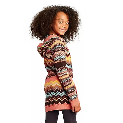 Missoni For Target Girls Knit Hoodie Sweater Jacket W Pockets - Orange Chevron • $50