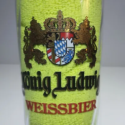 Paulaner Weissbier Konig Ludwig Lions Crown  0.5L Swirled Pint Glass - 10  Tall • $8.90